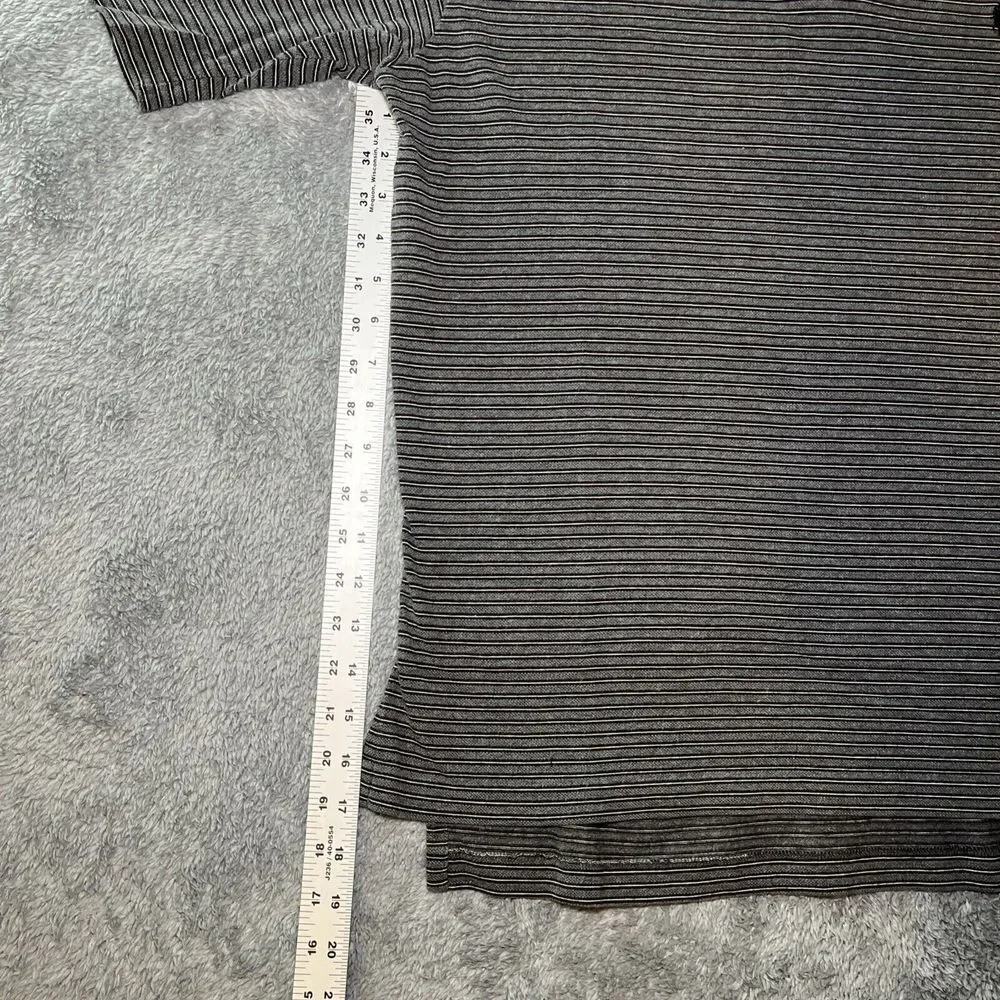 Polo By Ralph Lauren Vintage Men's SZ L Short Sleeve Grey Striped Polo 90's